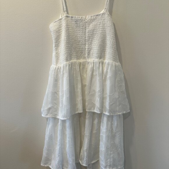 Lulus Grace and Beauty White Burnout Floral Print Tiered Dress Size Large - Picture 4 of 4
